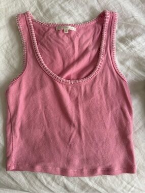 Z Supply Pink Tank Top with White Stitch Trim